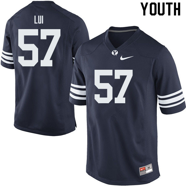 Youth #57 David Lui BYU Cougars College Football Jerseys Sale-Navy